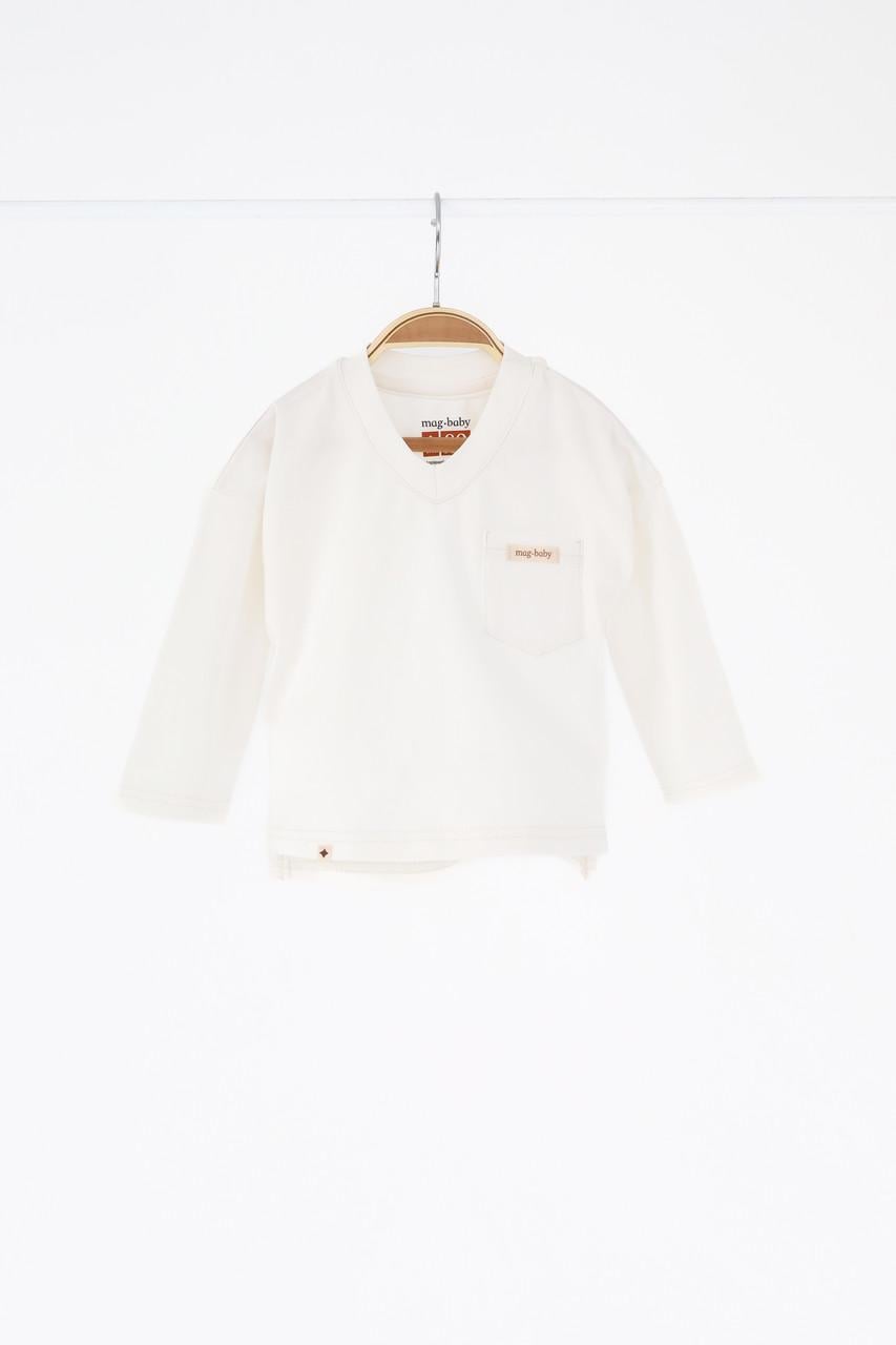 Лонгслів дитячий Mag Baby Pocket 80 см 9-12 міс. Молочний (2329025412)