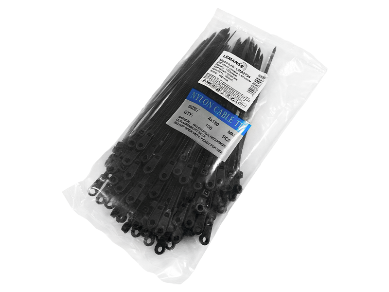 Стяжка кабельная Lemanso LMA2734 150x4 мм с кольцом 100 шт. Черный (8643)