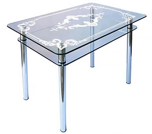 Обідній стіл Glass Antonik КС-1 1000х600х750 мм з піскоструєм №89 Прозорий (3682008901)