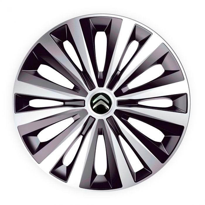 Ковпаки для коліс J-Tec Multi R16 з логотипом Citroen 4 шт. Silver/Black (j149-r-16-citroen)
