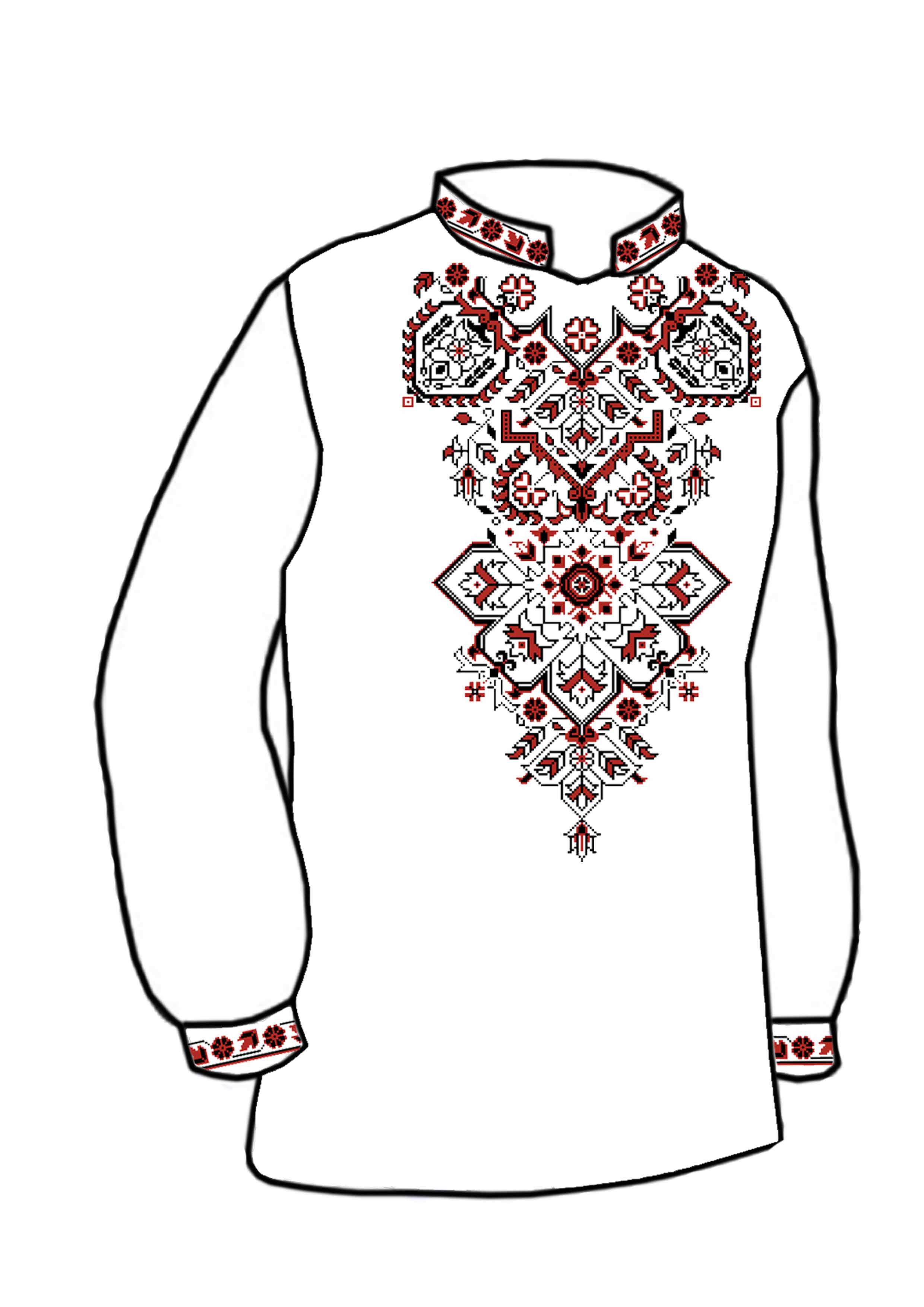 Заготовка для вышивки нитями или бисером/рубашка мужская не пошитая СЧД-208 домотканное полотно