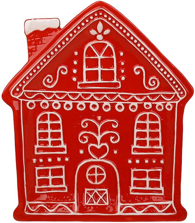 Тарелки керамические Пряничный Домик 24х21 см Красный