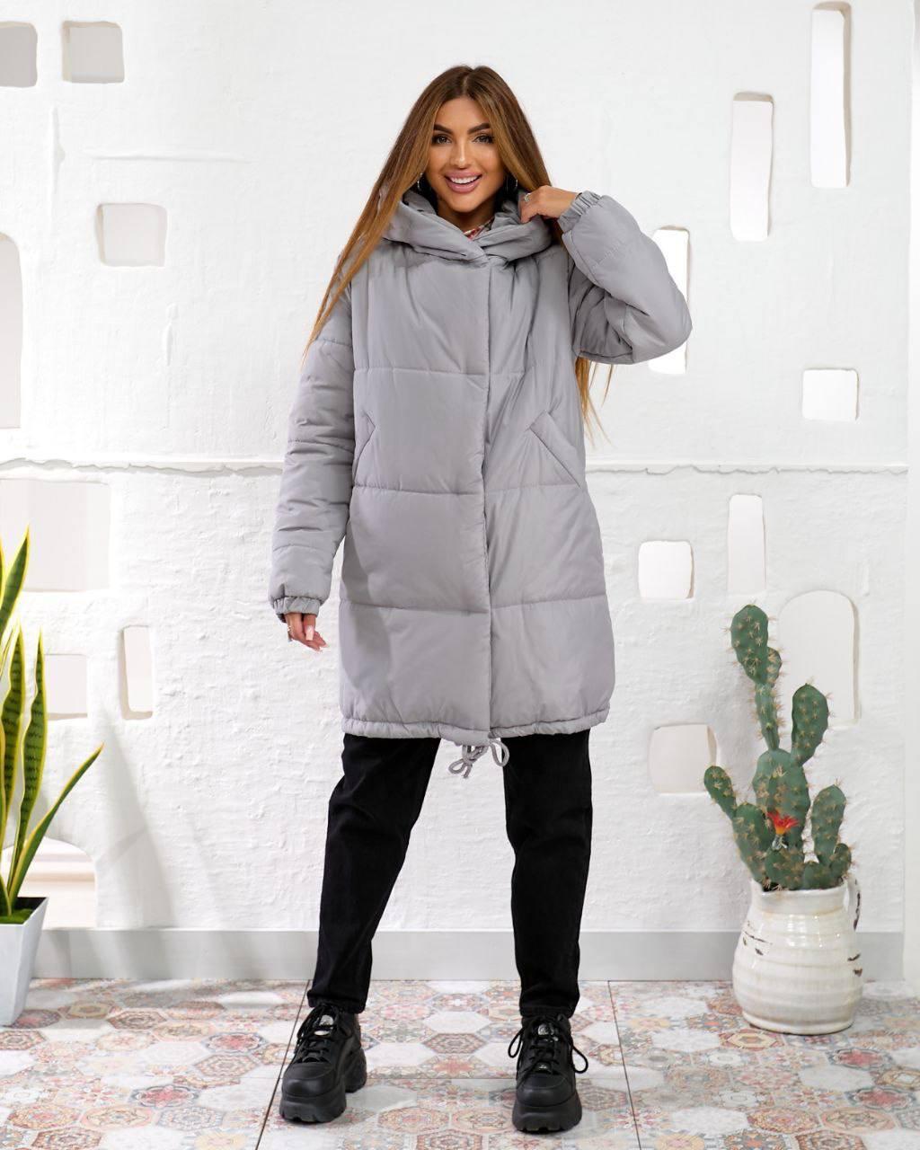 Куртка женская зимняя/демисезонная Зефирка до -15°С 4XL-5XL Серый (OV-596SI-4XL-5XL) - фото 2