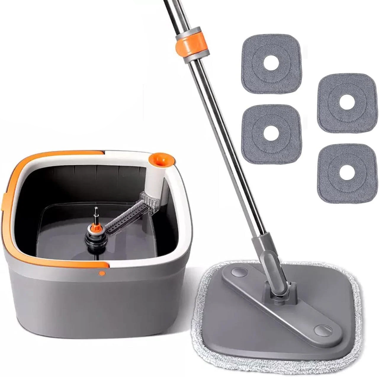 Швабра с бесконтактным отжимом и ведром 5,8 л Серый (33553566) Швабра с бесконтактным отжимом и ведром 5,8 л Серый (33553566)