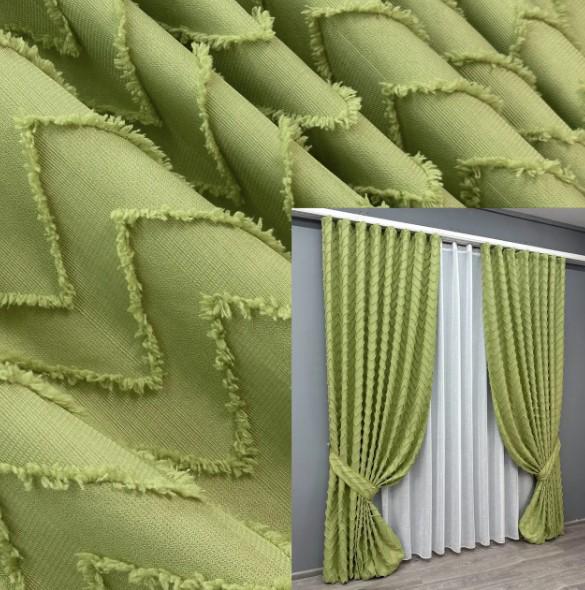 Тканина для штор льон Оливковий (1805ш) - фото 4 Тканина для штор льон Оливковий (1805ш) - фото 4