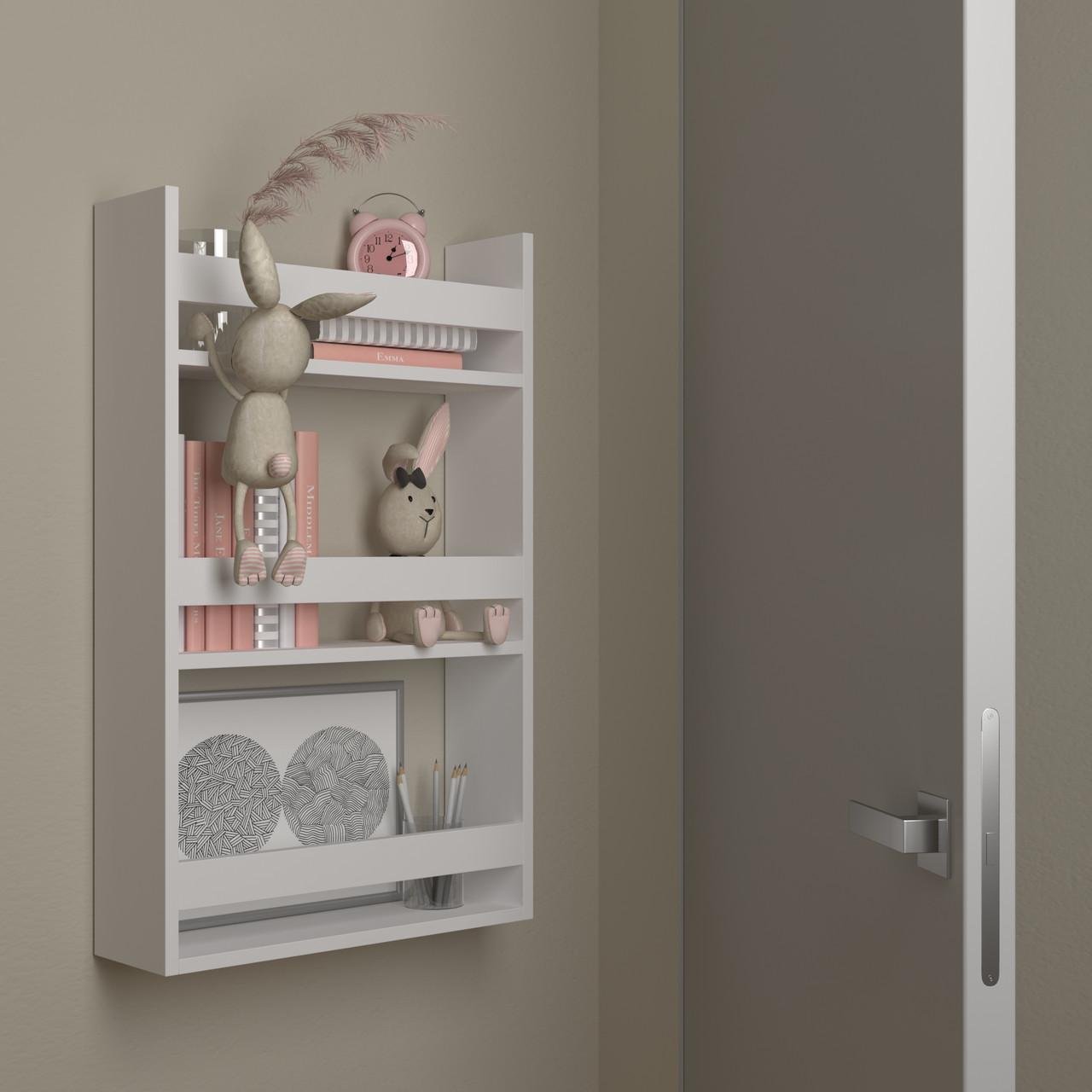 Полка настенная на 3 секции в детскую комнату Белый (DP-4B) - фото 1