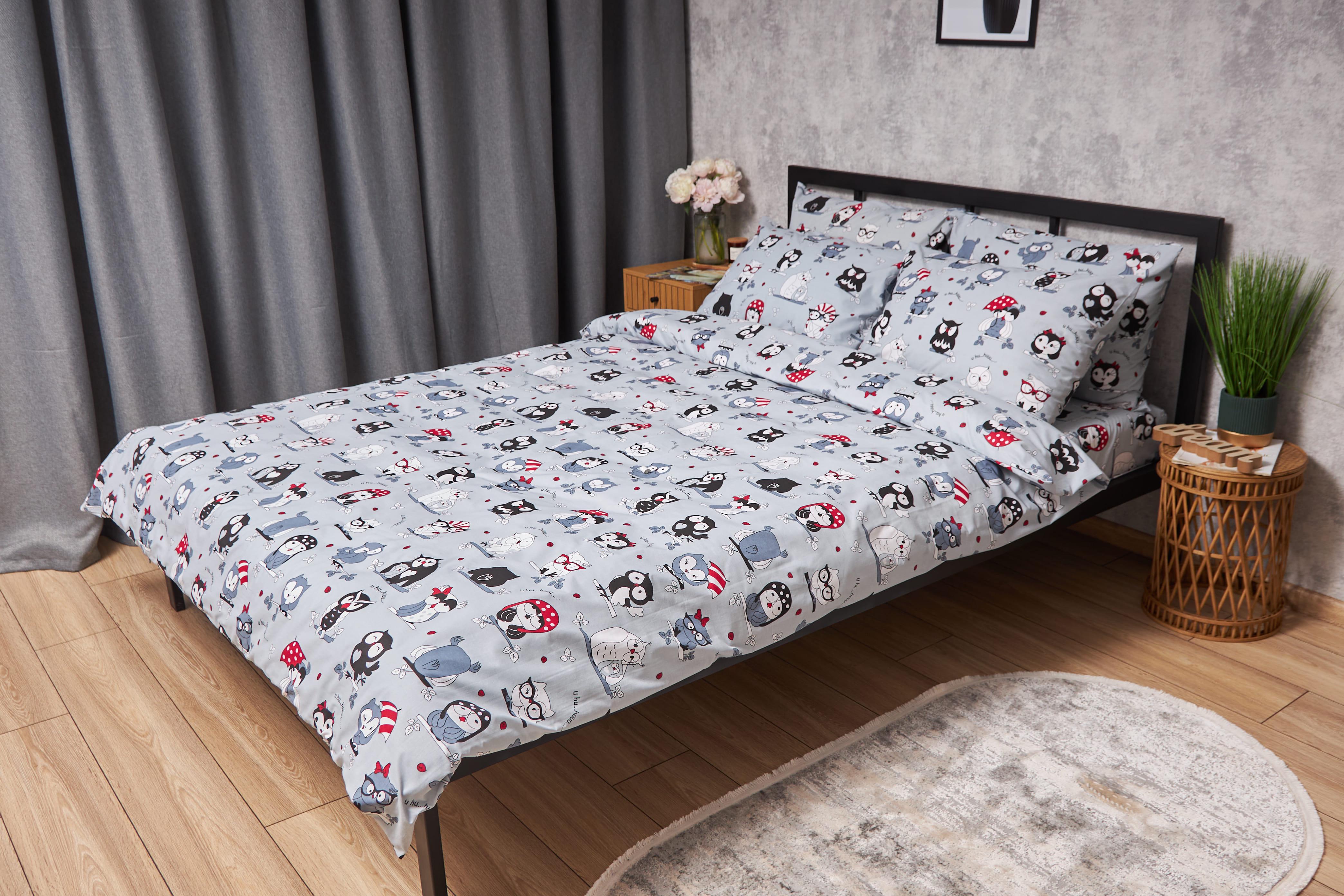 Комплект постельного белья Moon&Star Gold Люкс Owls Gray бязь семейный 143х210 см наволочки 2 шт. (MS-820005487)
