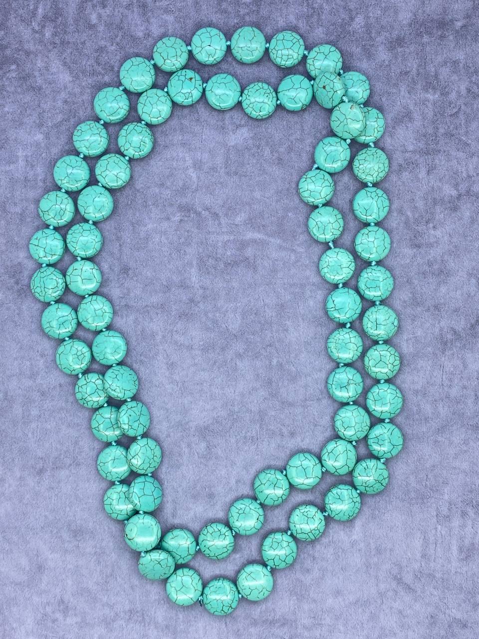 Бусы бирюза пресс 120 см Бирюзовый (1045)