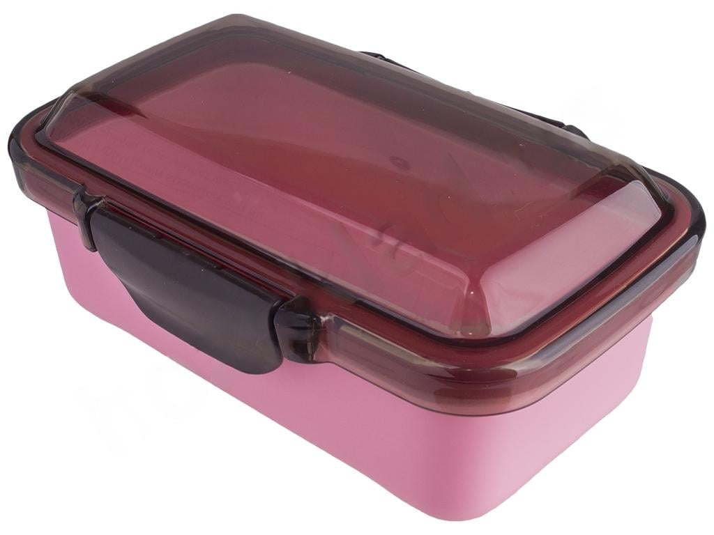 Ланч-бокс для еды Stenson 500 мл с ложкой и вилкой Розовый (R84891)