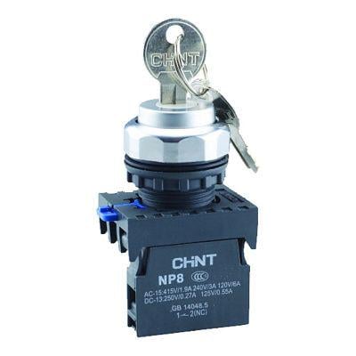 Перемикач I-O CHINT NP8-10Y/21 1NO 22 мм 2 положення з ключем IP65 Чорний (578130)