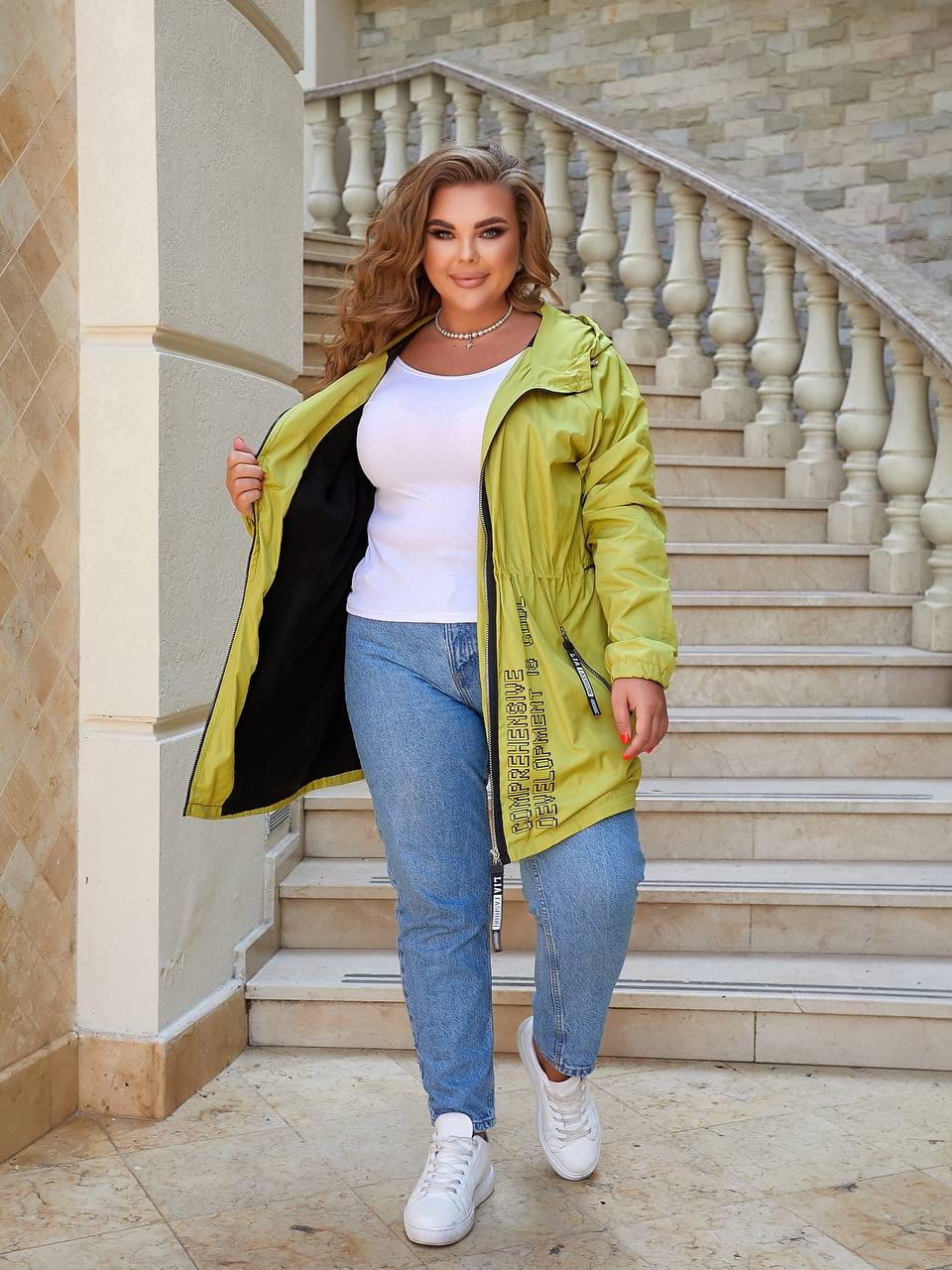 Женская куртка-ветровка на флисе р. 56-58 Желтый (8071013) - фото 5 Женская куртка-ветровка на флисе р. 56-58 Желтый (8071013) - фото 5