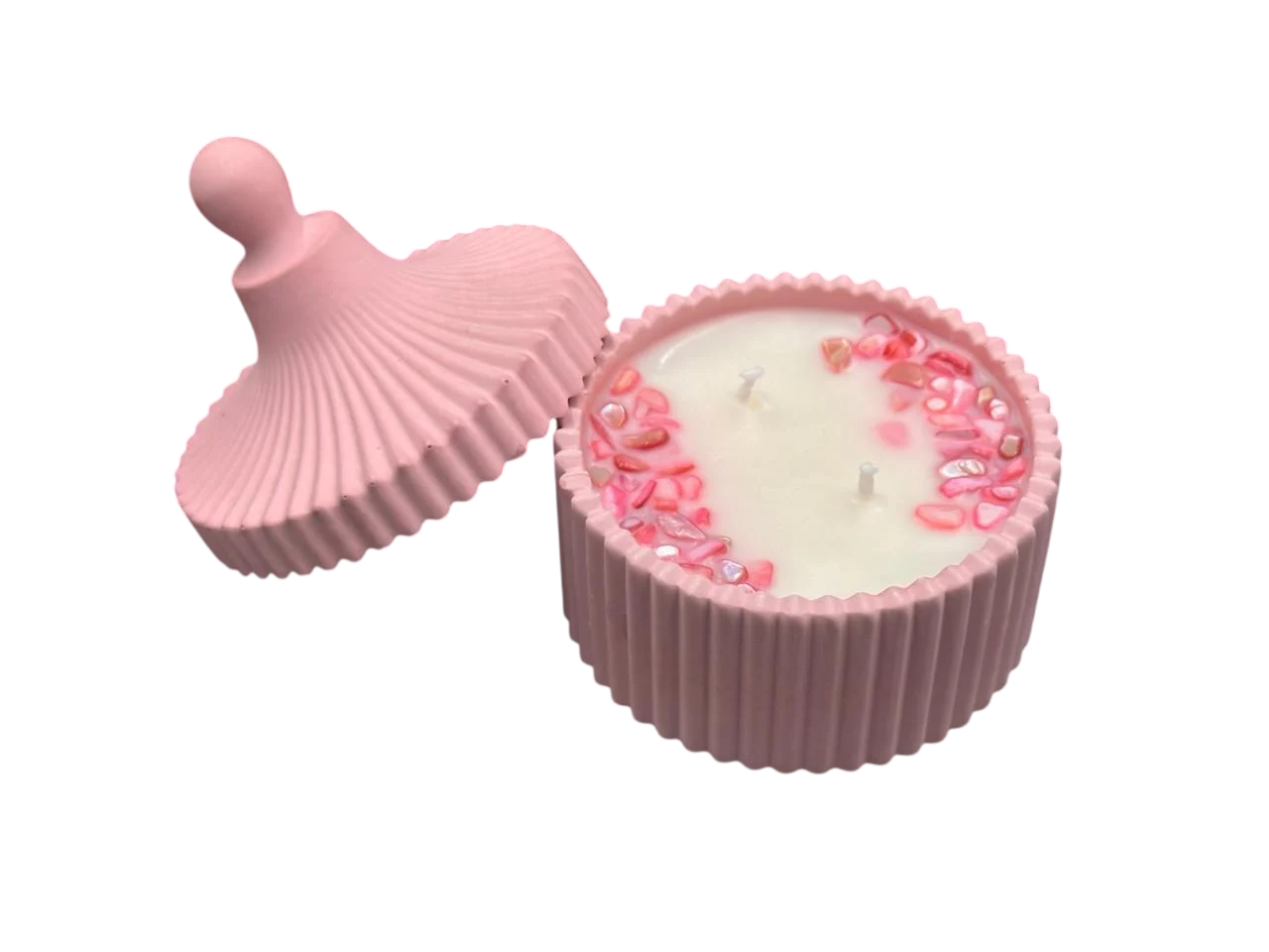 Свеча ароматическая Мимоза и мандарин в гипсовом кашпо с двумя фитилями 6,5х6,2 см Розовый (SVB-145)