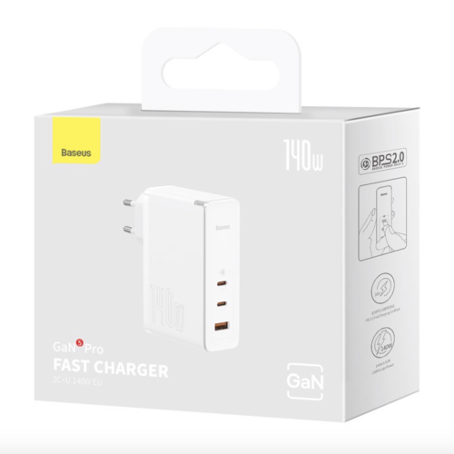 Зарядное устройство Baseus GaN5 Pro Fast Charger 2C U 140W White (CCGP090202) - фото 4