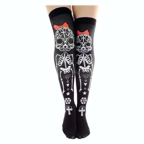 Чулки укороченные Santa Muerte SETA Decor 19-362BLK-WT