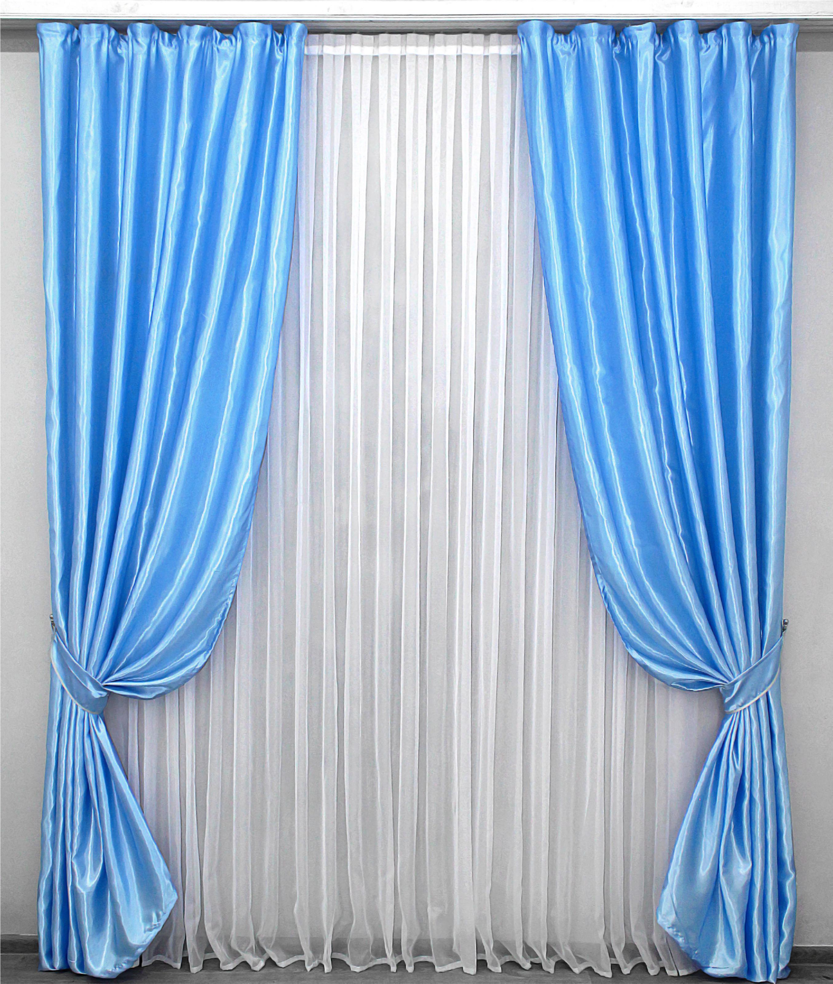 Комплект штор VR-Textil Атлас № 1155ш 150х270 см 2 шт. Темно-голубой (30-965)