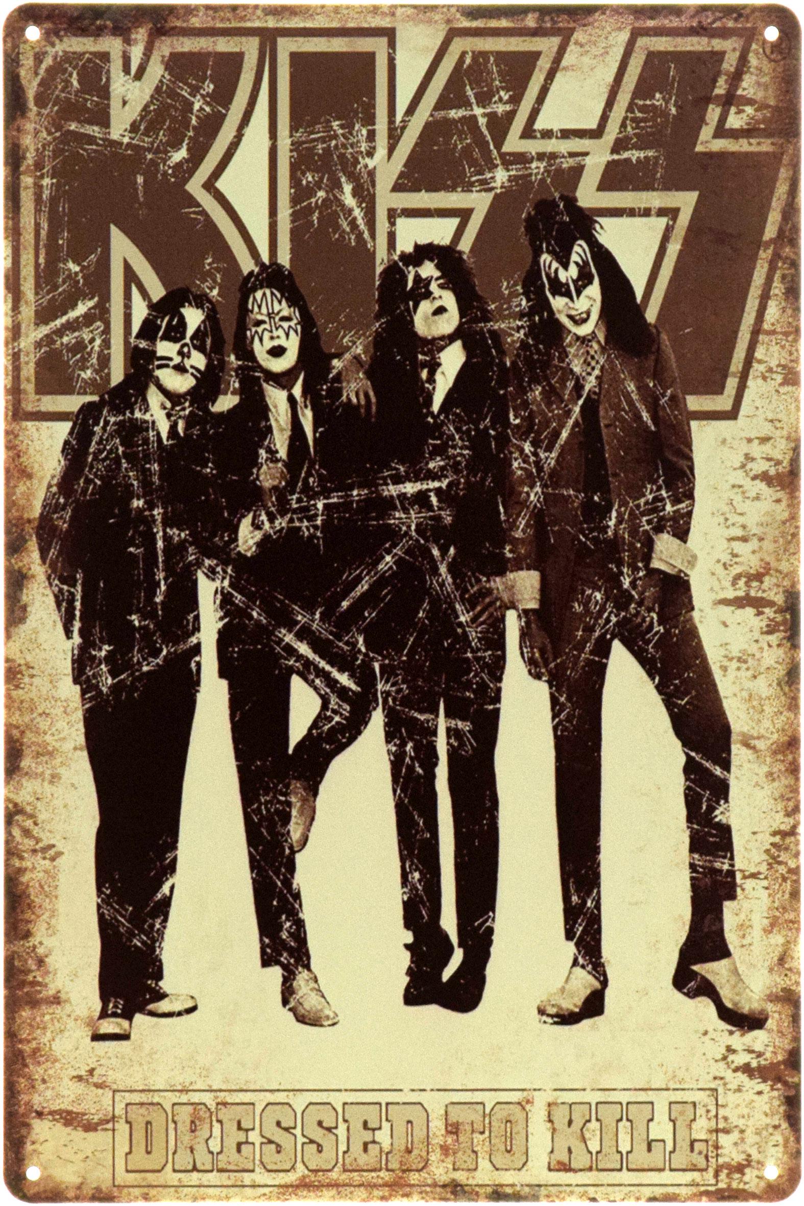 Табличка металлическая "Kiss Dressed To Kill" 20x30 см (ms-104407)