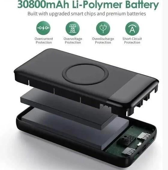 Повербанк VerWireless зовнішній акумулятор/бездротова зарядка 25 Вт-PD 30800 мАг - фото 3 Повербанк VerWireless зовнішній акумулятор/бездротова зарядка 25 Вт-PD 30800 мАг - фото 3