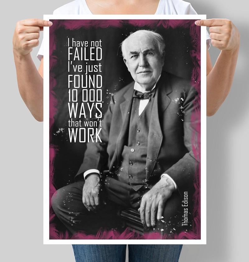 Постер мотивационный Томас Эдисон 30x42 см A3 без рамки (M029_A3)