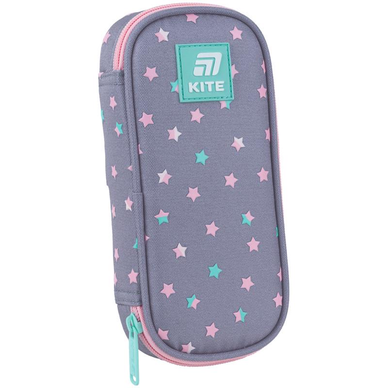 Пенал шкільний KITE Kawaii Stars 21х8,5х4,5 см Сірий/Рожевий (K25-662-1)