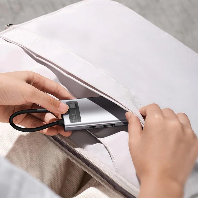 USB хаб BASEUS Metal Gleam Series 7in1 Multifunctional Type-C HUB Docking Station Gray (WKWG020113)) - фото 4 USB хаб BASEUS Metal Gleam Series 7in1 Multifunctional Type-C HUB Docking Station Gray (WKWG020113)) - фото 4