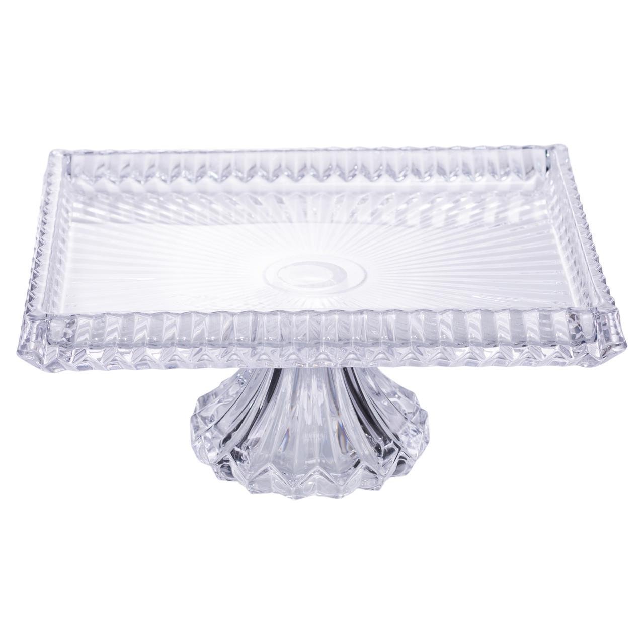 Тортовщица прямоугольная на ножке стеклянная 30х25х13 см (HP-19-147) - фото 5 Тортовщица прямоугольная на ножке стеклянная 30х25х13 см (HP-19-147) - фото 5