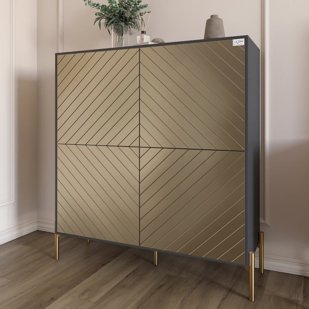 Комод-пенал Lion Амарант 114x40x126,5 см Антрацит/Перламутровый металлик (LION-042064)