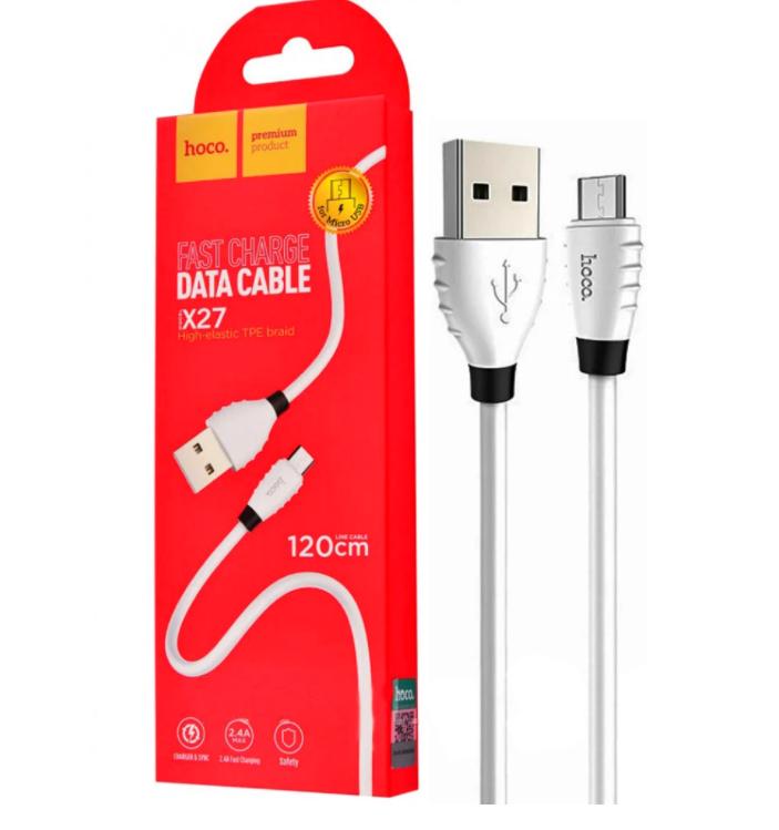 Кабель Hoco X27 Excellent charge charging data cable for Micro USB White - фото 2