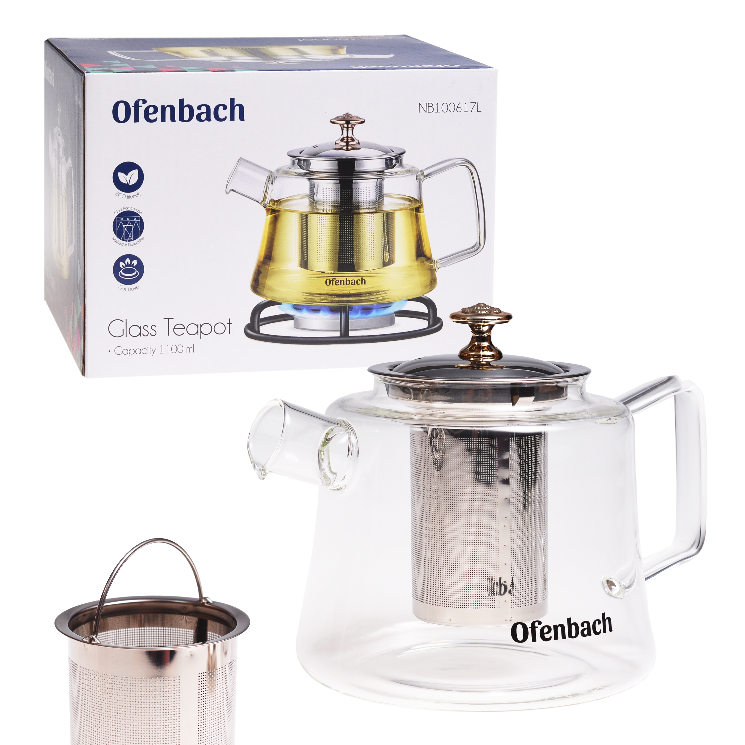 Заварочный чайник со съемным ситечком Ofenbach KM-100617L из термостойкого стекла 1100 мл Прозрачный (150-84-100617L) - фото 5 Заварочный чайник со съемным ситечком Ofenbach KM-100617L из термостойкого стекла 1100 мл Прозрачный (150-84-100617L) - фото 5