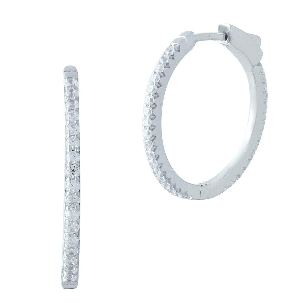 Серебряные серьги-кольца с фианитами