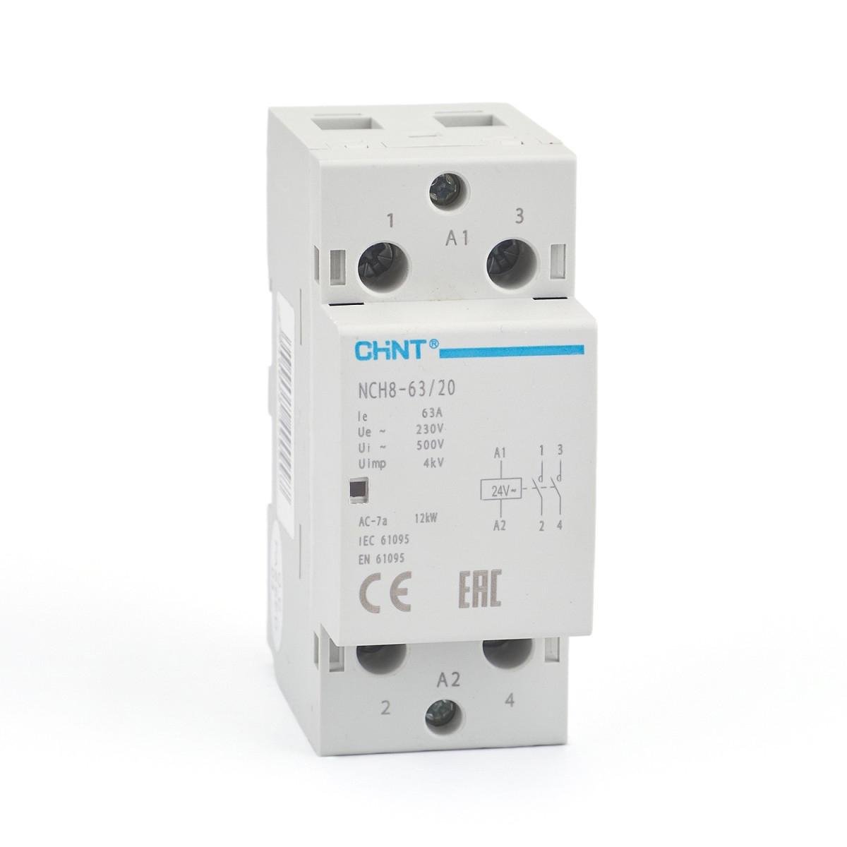 Контактор модульний CHINT NCH8-63/20 2P 63A 2NO 24V (256094)