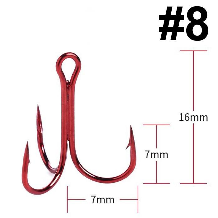 Крючок тройной Fox Treble Hooks OEM №8 1 шт. Красный (9999) - фото 2