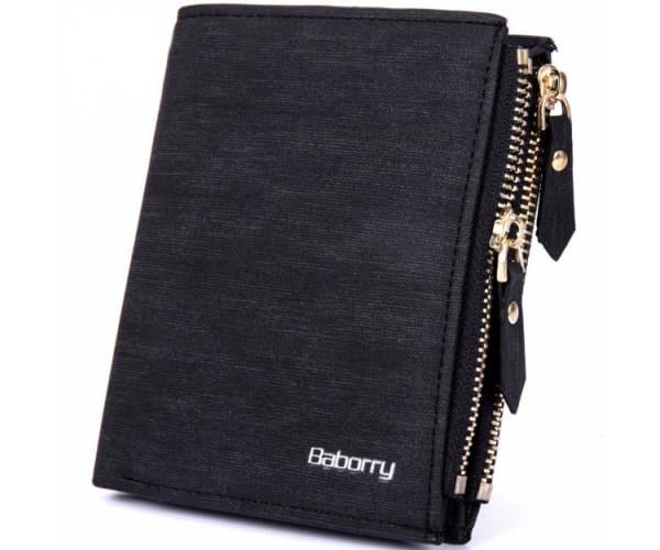 Кошелек мужской Baborry FQB-07 из эко-кожи Черный