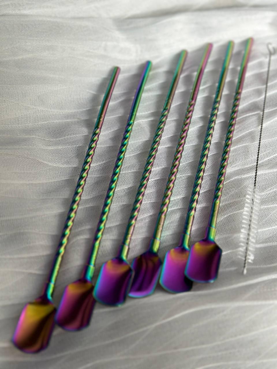 Набор соломинок-ложек многоразовых Yiwu HP-20-21 из нержавеющей стали 6 шт. Зеленый (25252923) - фото 1 Набор соломинок-ложек многоразовых Yiwu HP-20-21 из нержавеющей стали 6 шт. Зеленый (25252923) - фото 1