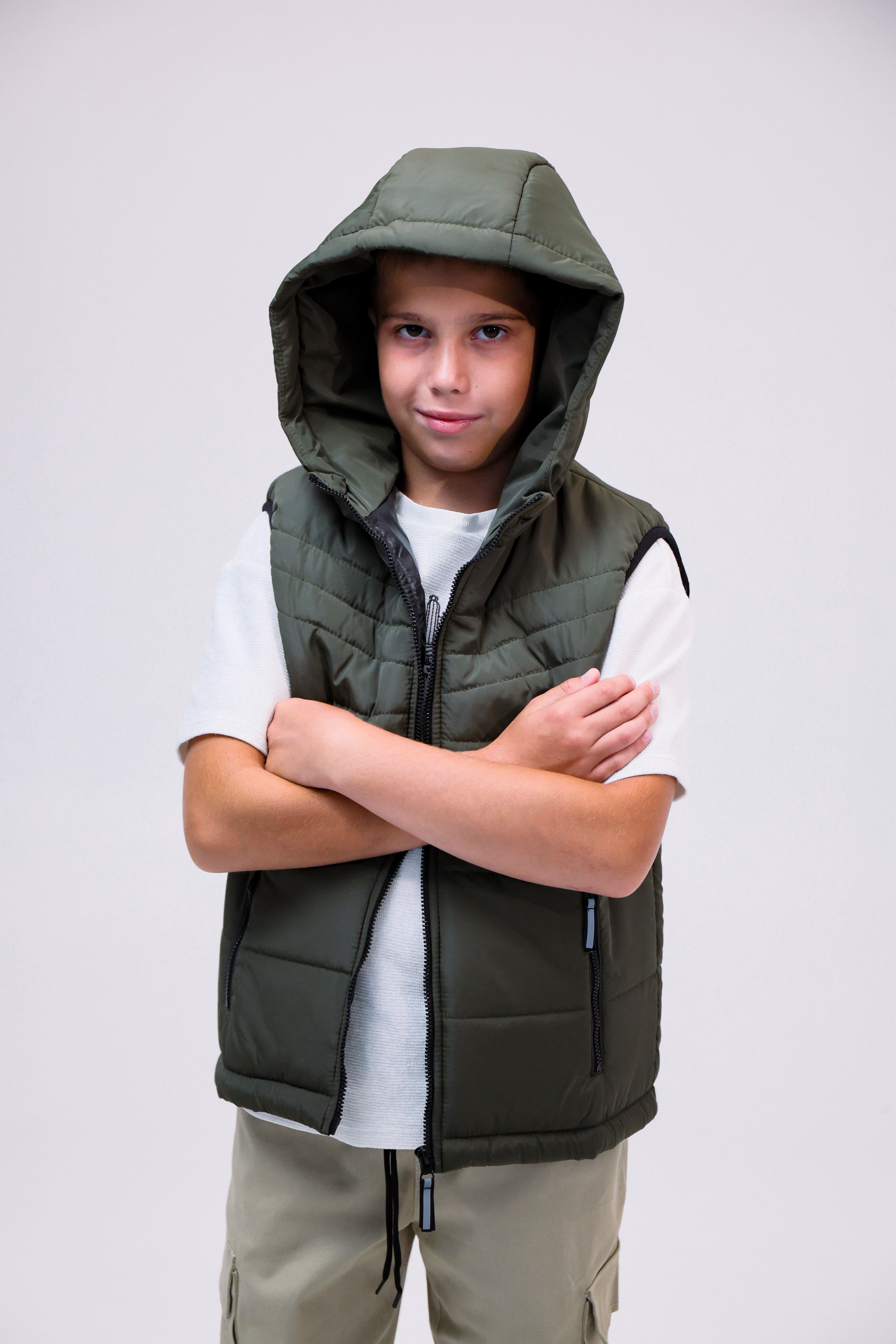 Жилетка детская подростковая на мальчика демисезонная Хаки (грін-хк134) Жилетка детская подростковая на мальчика демисезонная Хаки (грін-хк134)