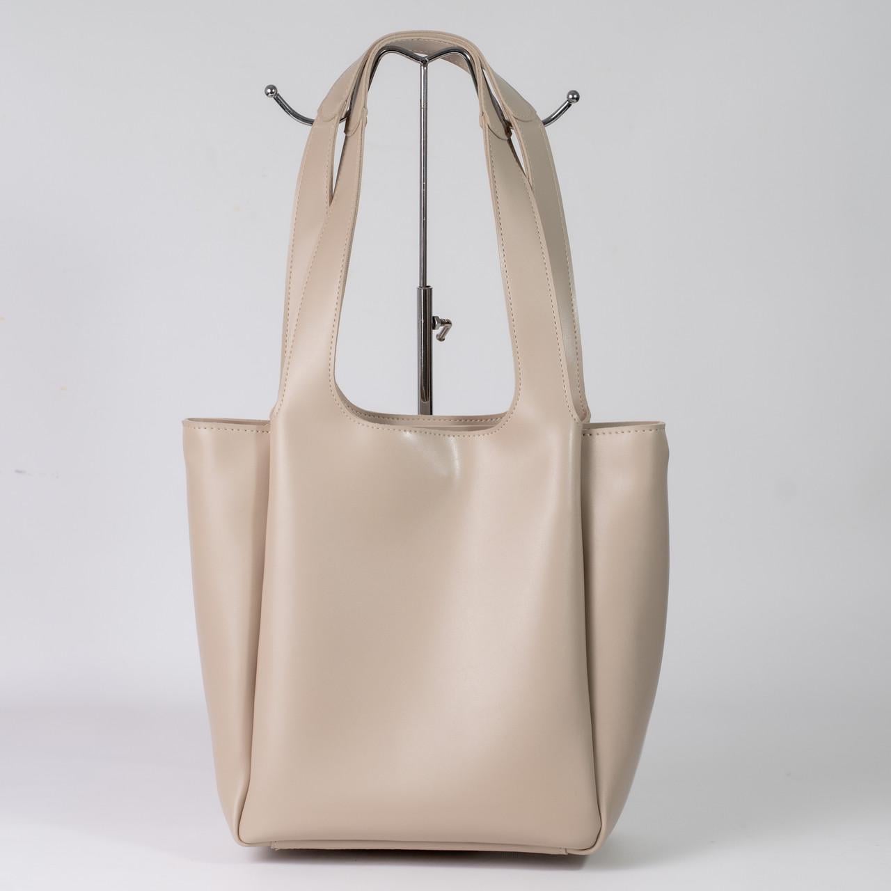 Сумка-шопер жіноча Next Level Bags з екошкіри 34х13х30 см Бежевий (01-1225)