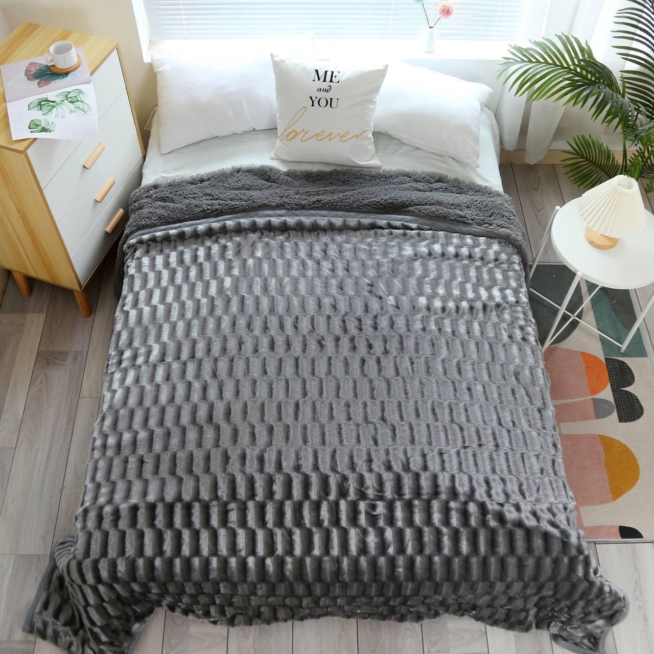 Плед норка Євро 220х240 Графітовий (Д-am-norka-009) - фото 1