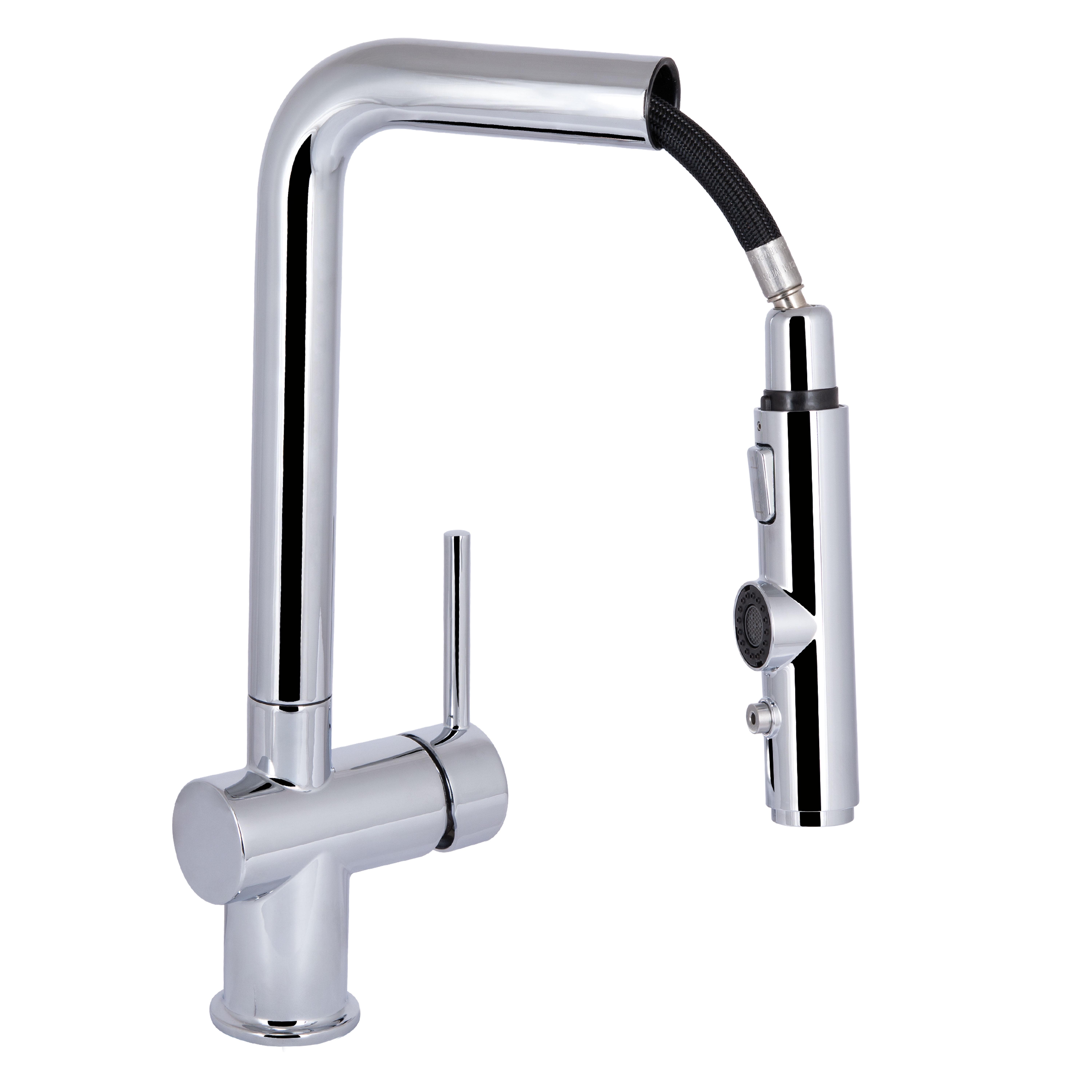 Смеситель для кухни Qtap Rozcesti с выдвижным изливом с подключением для питьевой воды Chrome (QTROZ367CRM45941)
