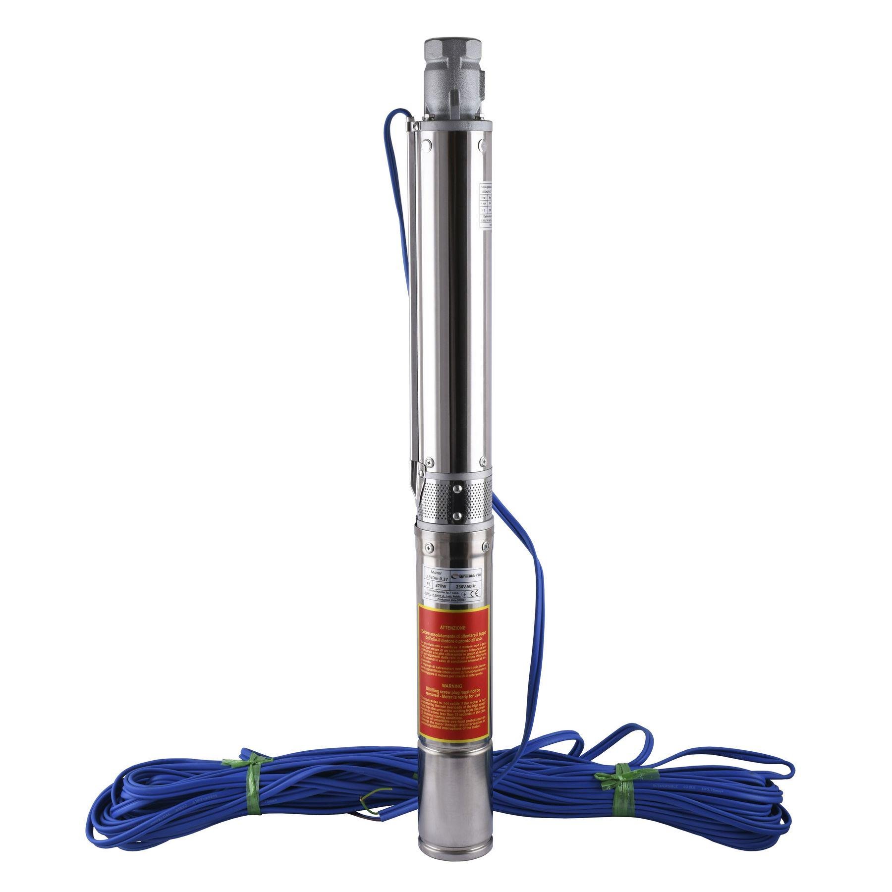 Насос свердловинний Optima PM 3,5SDm3/9 з підвищеною стійкістю до піску 0,37 кВт 55 м з 35 м кабелю