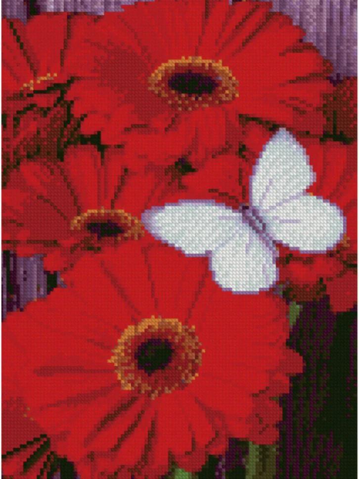 Алмазная мозаика Strateg Бабочка на астрах 30х40 см (HX215)