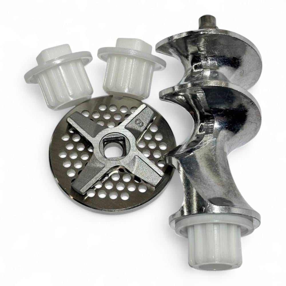 Нож и решетка для мясорубки Zelmer №8 двухсторонние/шнек и 3 муфты