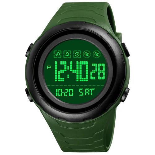 Часы наручные с подсветкой Skmei 1674AGBK 5 ATM 48 мм Black/Green (595751)