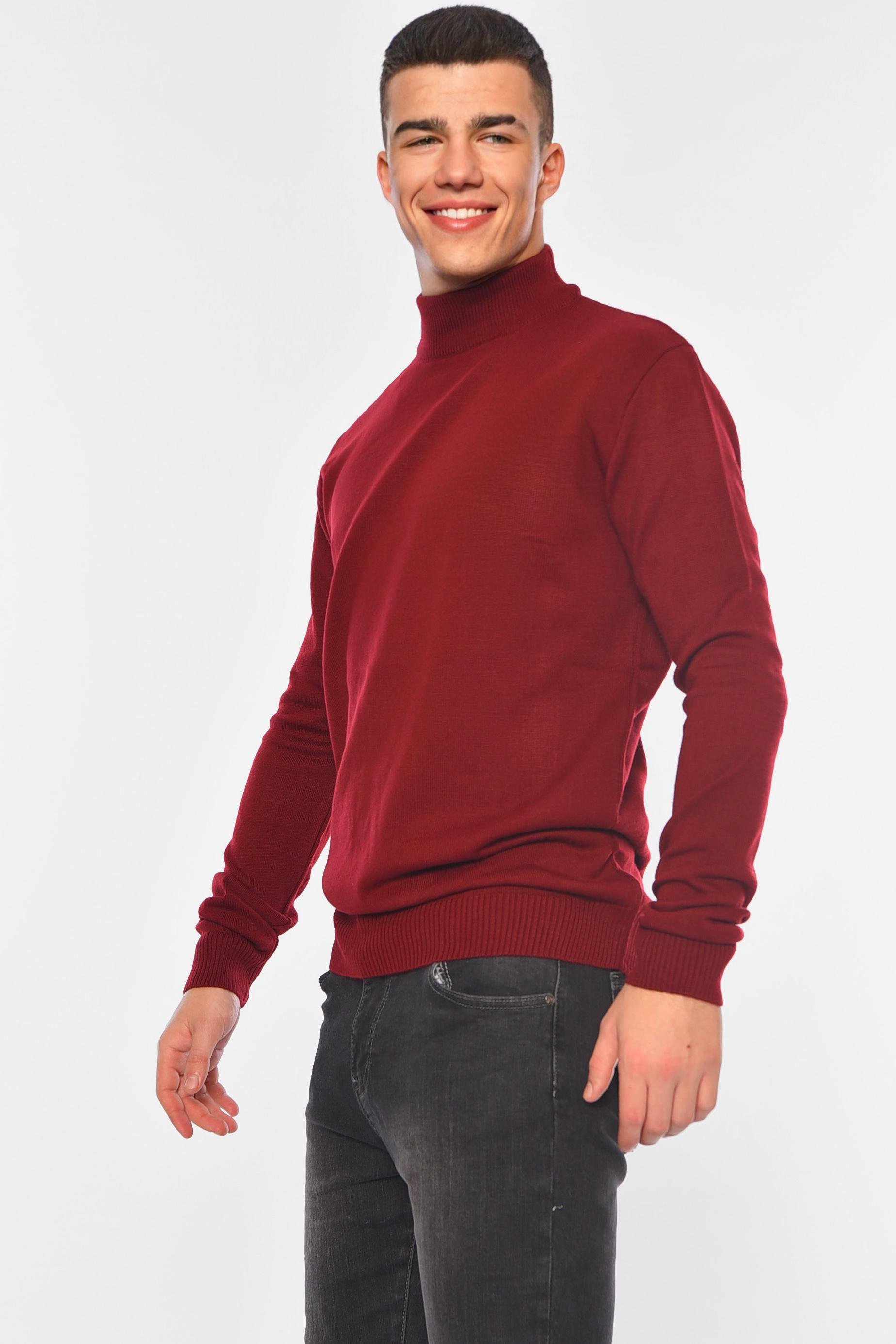 Свитер мужской однотонный L Бордовый (194472) - фото 2