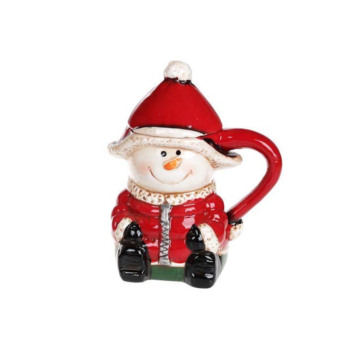 Кружка керамическая BonaDi фигурная с крышкой Снеговик Дизайн 3 460 мл (827-858)