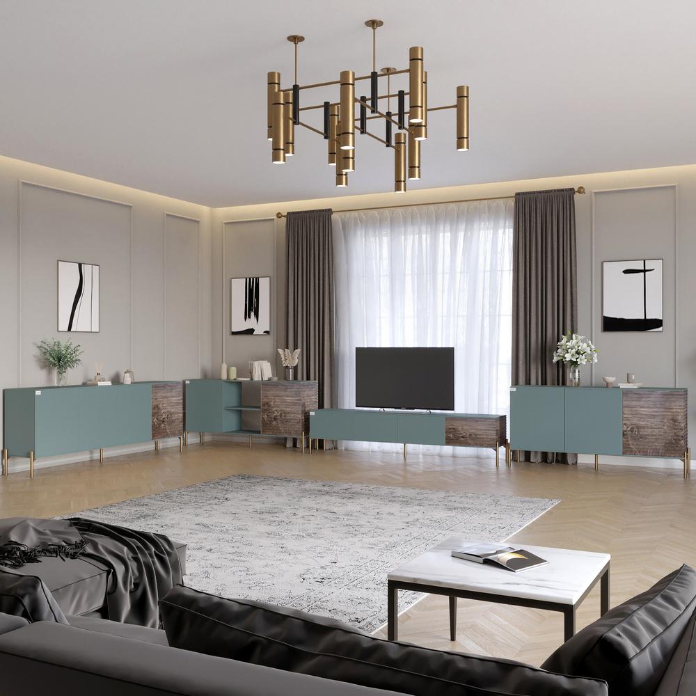 Комплект модульный для гостиной LION Грей 4 эл. с золотыми металлическими ножками Гранит серый/Дерево (LION-042890)