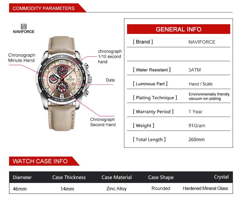 Часы наручные мужские Naviforce Peru Silver (1266) - фото 12 Часы наручные мужские Naviforce Peru Silver (1266) - фото 12