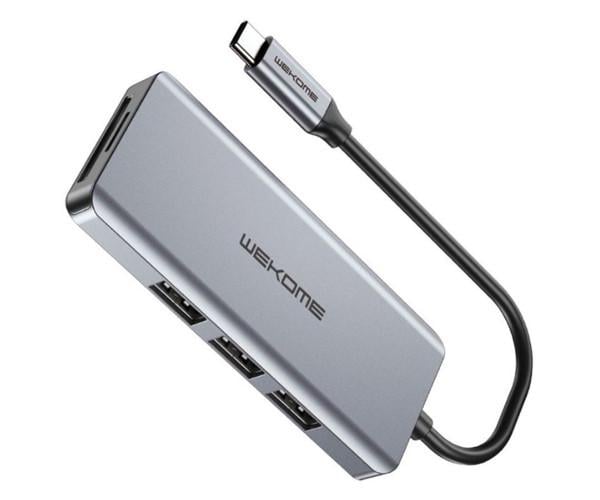 Хаб USB Zeto WK WP-U136 Type-C 7в1 Grey