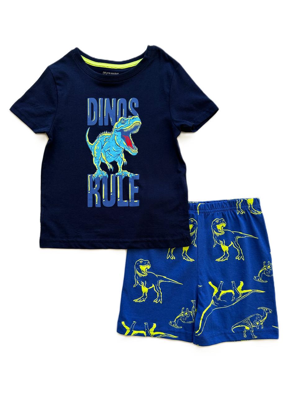 Піжама дитяча Primark Dinos Rule футболка/шорти 2-3 років 98 см Темно-синій (05022026-15)