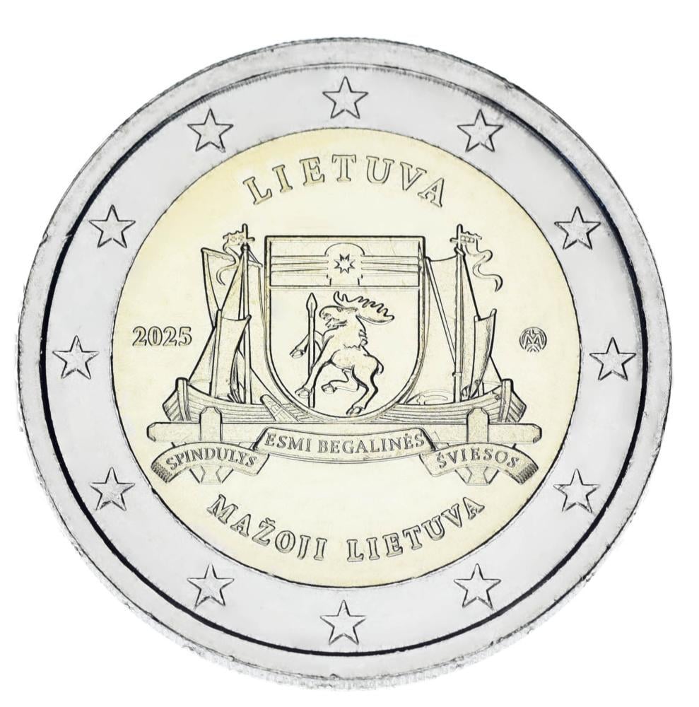 Коллекционная монета Литва 2 евро 2025 Биметалл UNC Малая Коллекционная монета Литва Этнографические регионы Литвы (М24151)