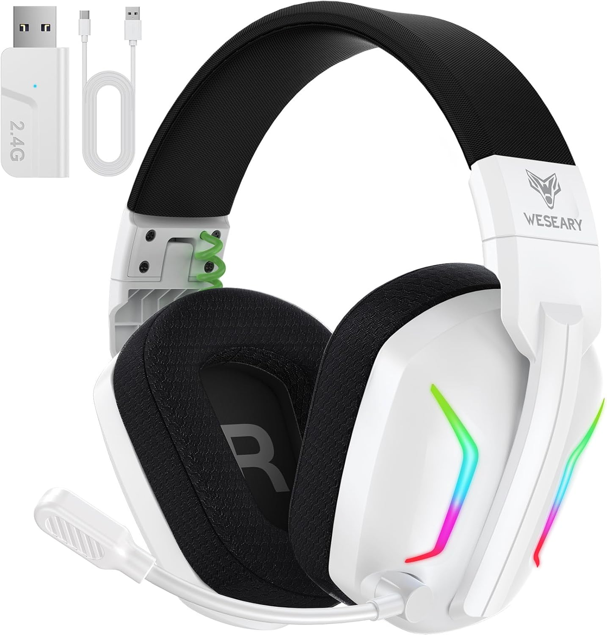 Гарнітура бездротова ігрова WESEARY WG1 2,4 ГГц Bluetooth для PS5/PS4 ПК Switch Mac 50 годин Білий (3062066048)
