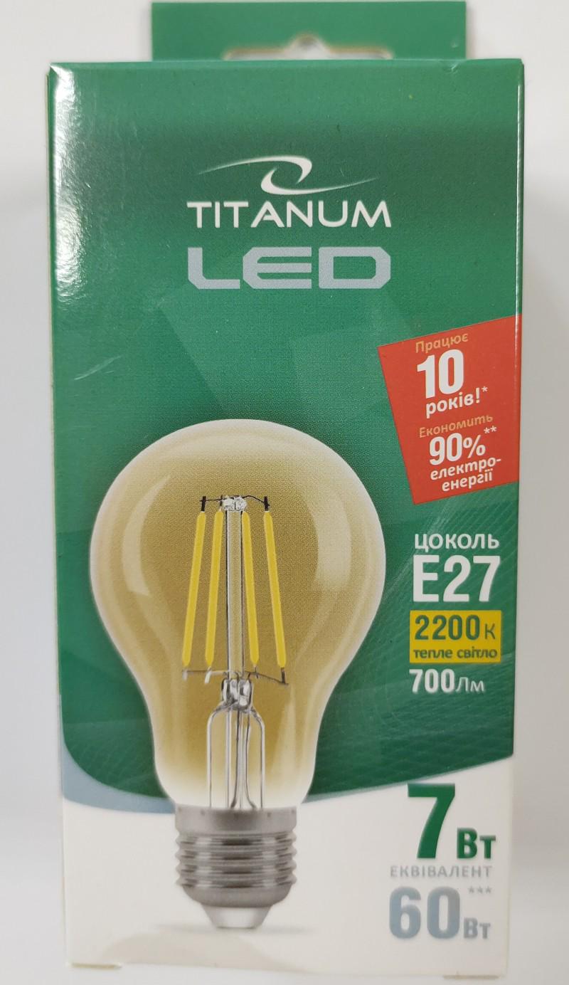 Лампа TITANUM LED Filament A60F 7W E27 2200K 220V Бронзовый (23665335)